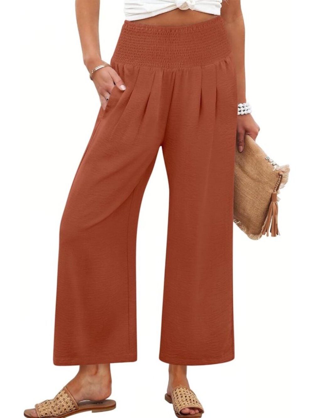 Chic Women's Wide Leg Palazzo Pants with Pockets | Stylish & Comfy Trousers